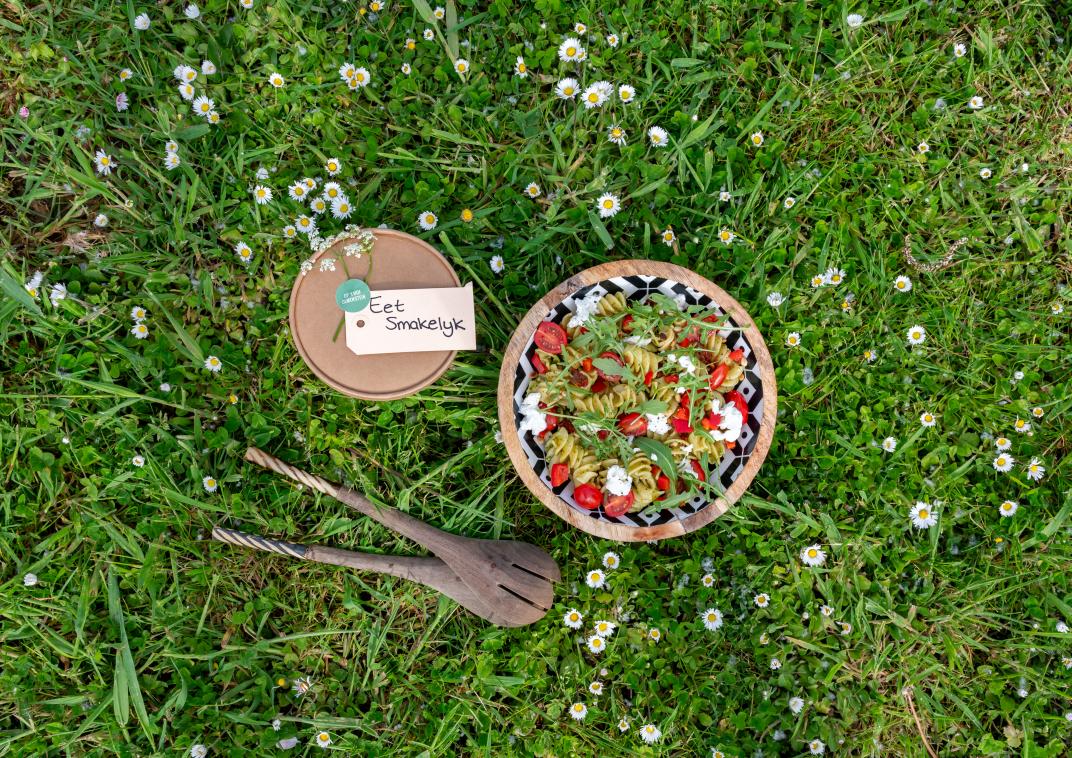 Pastasalade pesto op 't Hof Olmenstein